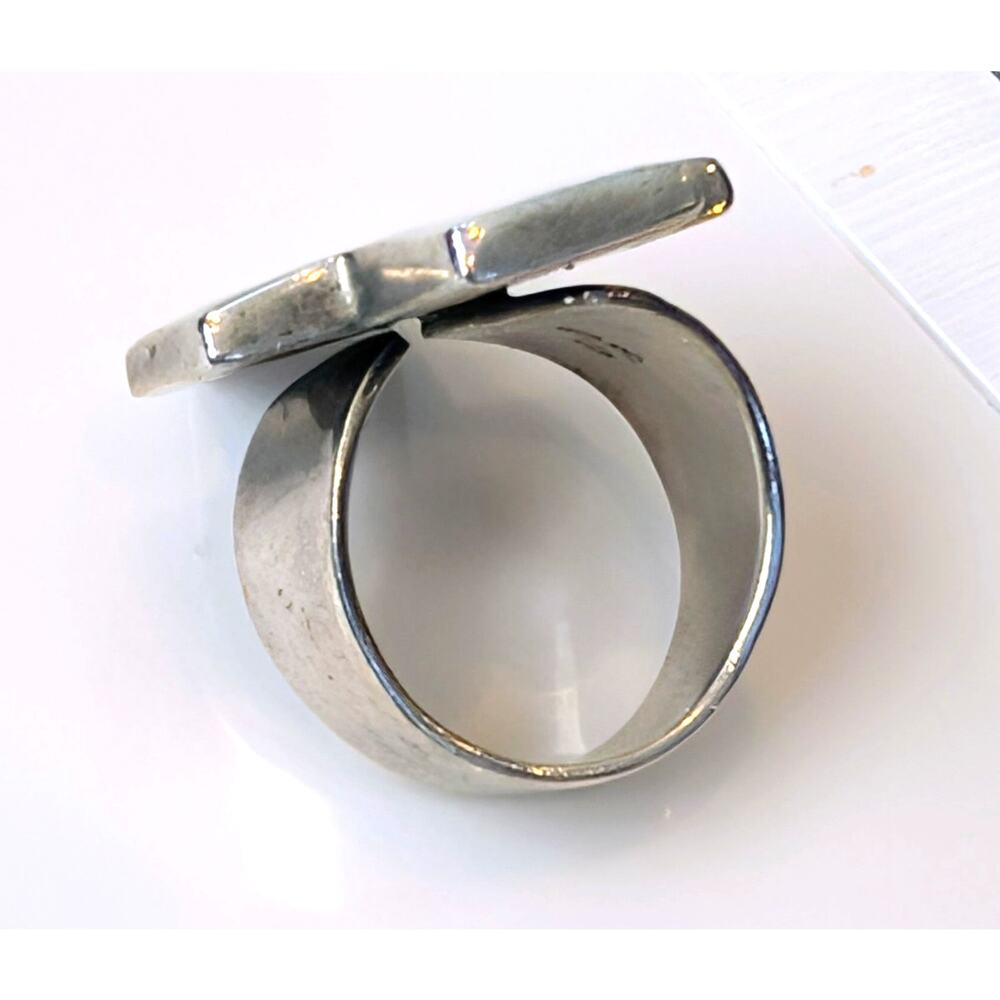 925 Thailand Sterling Silver Cross Ring Adjustable Size 7.5 11g - Picture 9 of 10